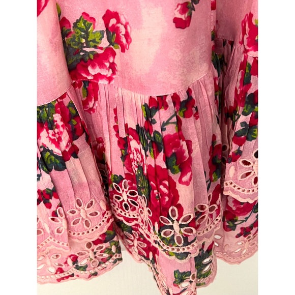 LoveShackFancy Ambrosia Silk Cotton Floral Pink Mini Dress NWT New 0 - Picture 3 of 12